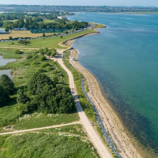 Aerial photograph of Milton Common and Langstone Harbour by Shaun Roster