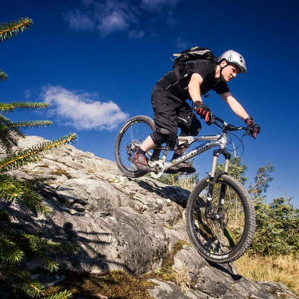 mountain biker challenging the Davagh Forest Trails in the Sperrins