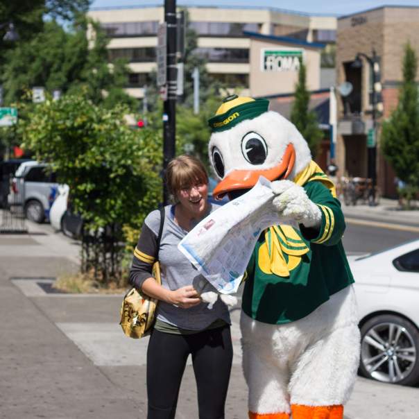 Oregon Duck Checks Out the Lane County Map