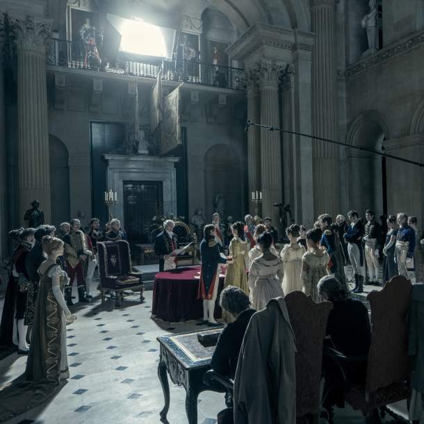 Filming a scene for Napoleon at Blenheim Palace