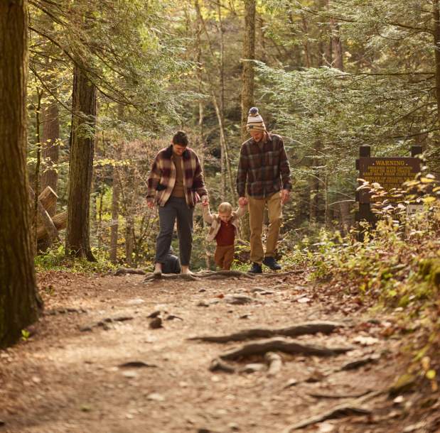 Family hiking at Robert Treman