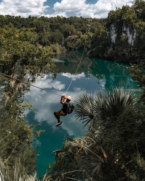 The Canyons Zip Line & Canopy Tours in Ocala feature 9 zip lines, 2 rope bridges and a rappel. For those who like to stay closer to the ground, The Canyons also offers horseback riding throughout this amazing park. A 94-acre abandoned limestone quarry off an Interstate 75 exit in Ocala, is like a cluster of deep canyons. Rocky cliffs, wide blue lakes and towering trees look untouched since the limestone miners walked away in the 1930s.