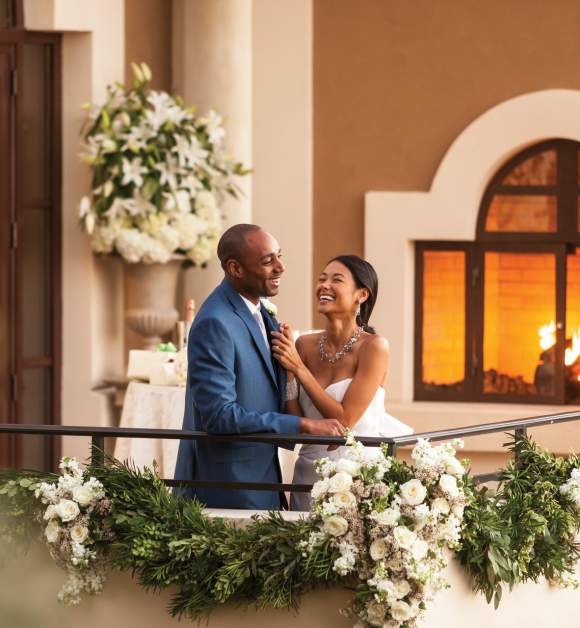 Four Seasons Resort Orlando wedding couple on balcony