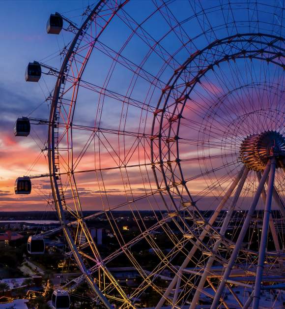 View through The Wheel at sunset