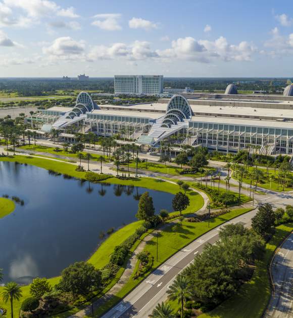 Drone image of the Orange County Convention Center
