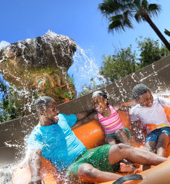 Family on Miss Adventure Falls at Disney's Typhoon Lagoon Water Park