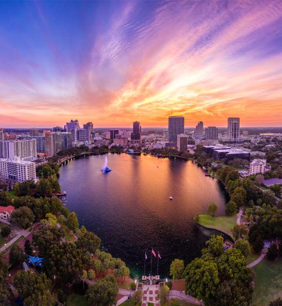 Orlando Main Streets lake eola aerial