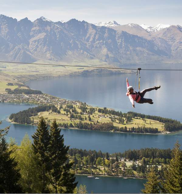 Man ziplining in spring with Ziptrek Eco Tours