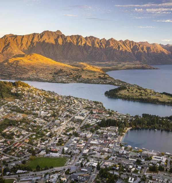 Aerial shot overlooking Queenstown