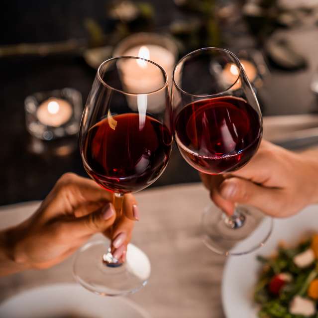 Couple toasting over a romantic dinner