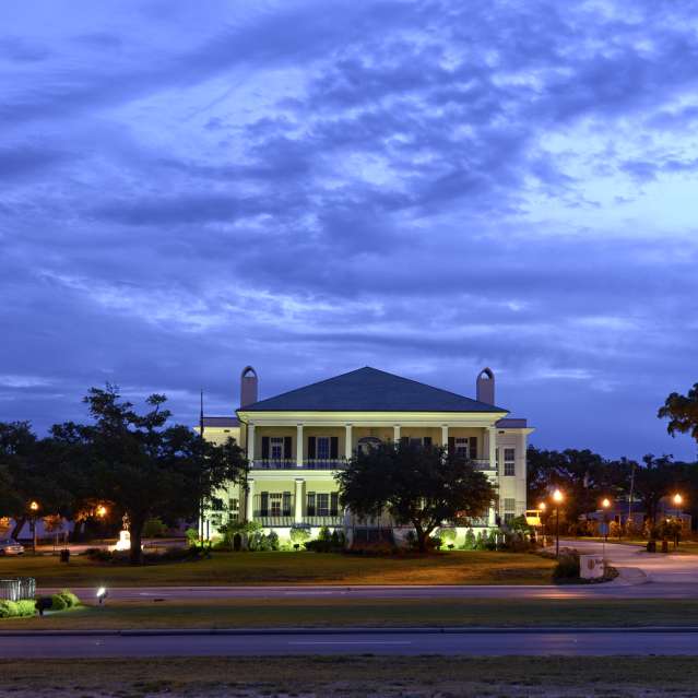 Biloxi Lighthouse & Visitors Center at Night