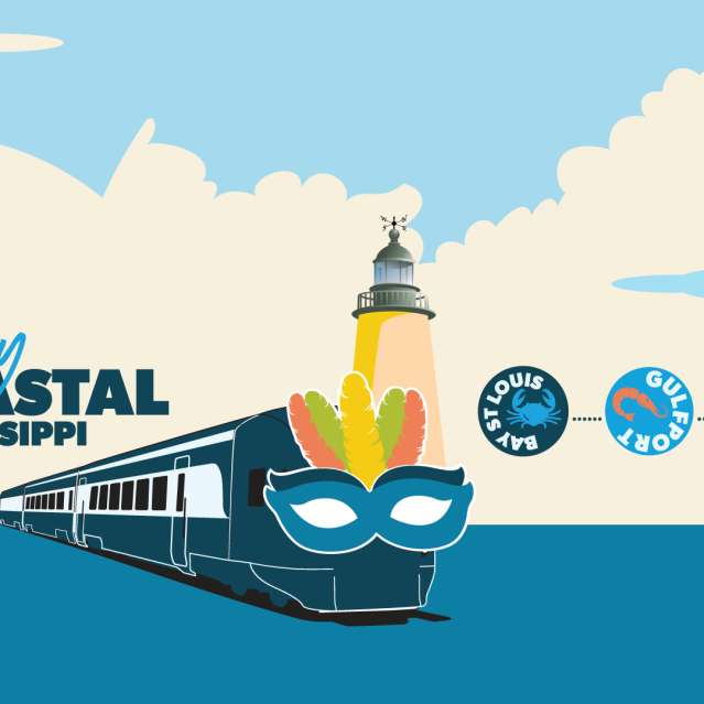 Amtrak Mardi Gras Service Coastal Mississippi Illustration