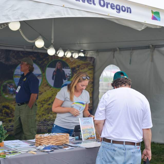 Visitor information table at Riverfront Festival