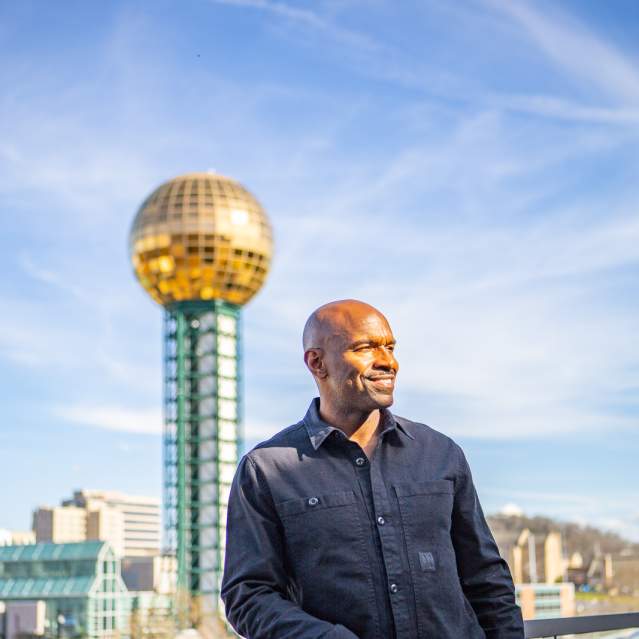 World Wide Nate in Front of Sunsphere