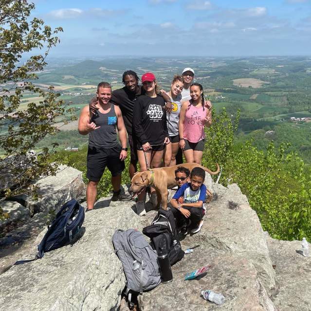 Hikers at top of Hawk Mountain
