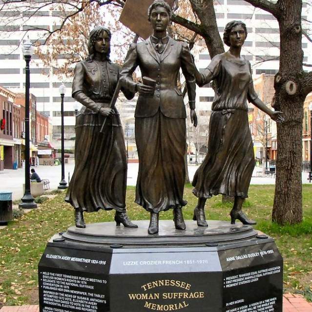Tennessee Woman's Suffrage Memorial Statue of izzie Crozier French, Anne Dallas Dudley, and Elizabeth Avery Meriwether