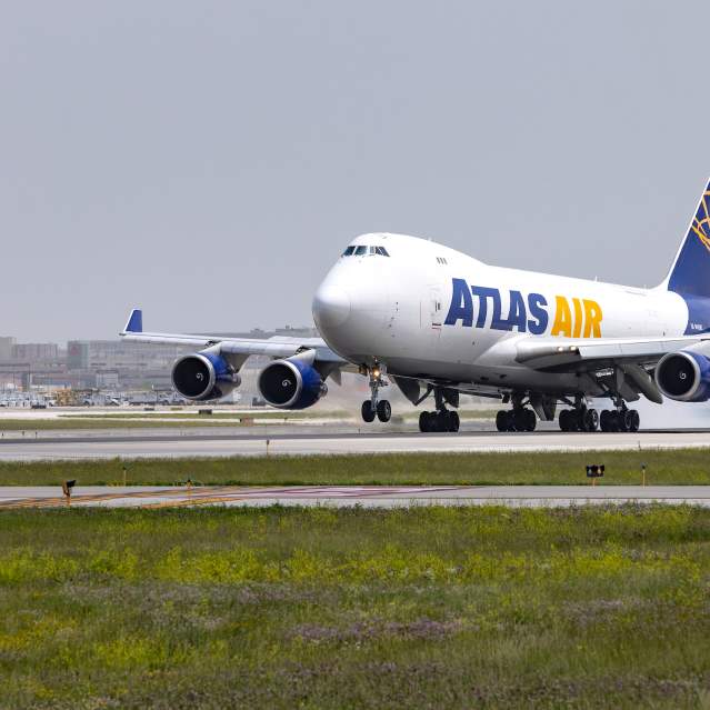 An airplane with the Atlas Air logo.