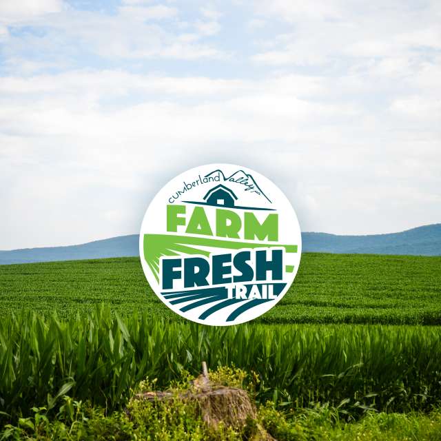 Cumberland Valley Farm Fresh Trail logo over cornfield scene