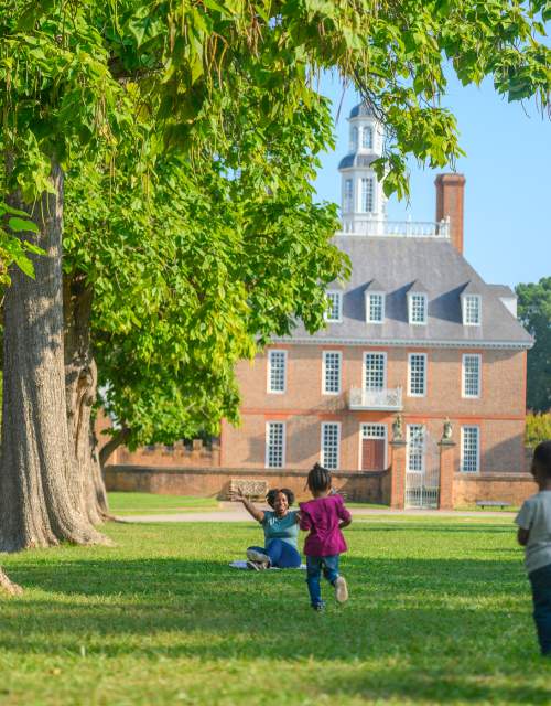 Family on the Governor's Palace Lawn