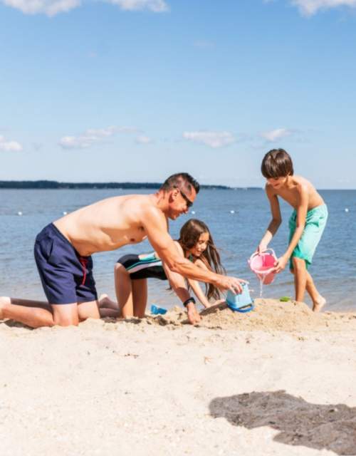 Family on beach