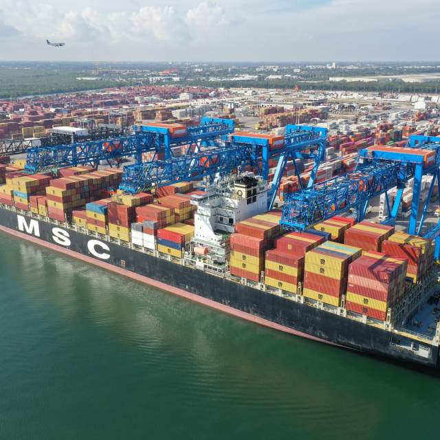 MSC cargo ship at Port Everglades