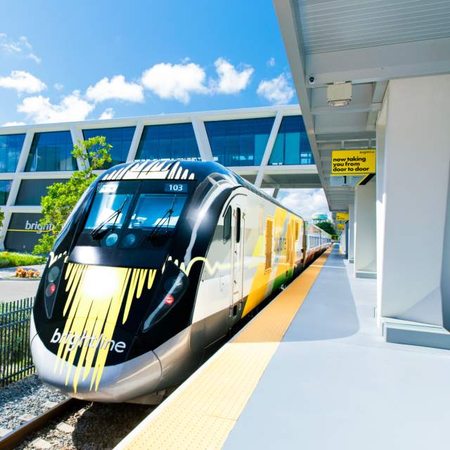 Brightline train at station