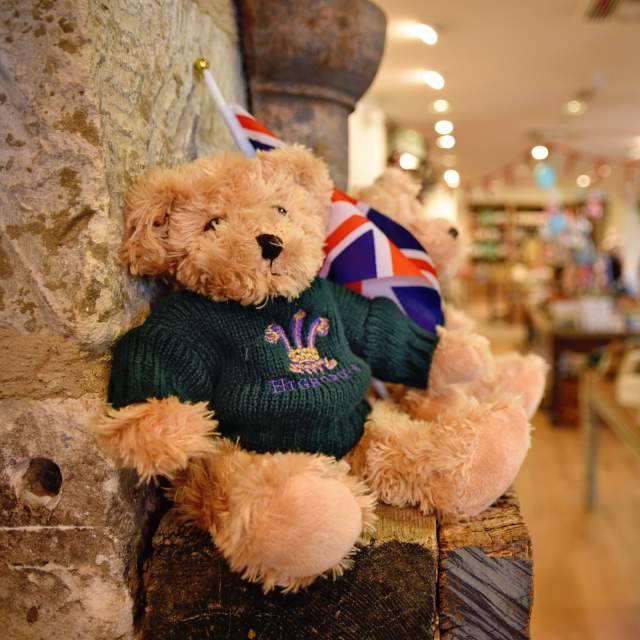 Teddy bear in the Highgrove Shop in Tetbury