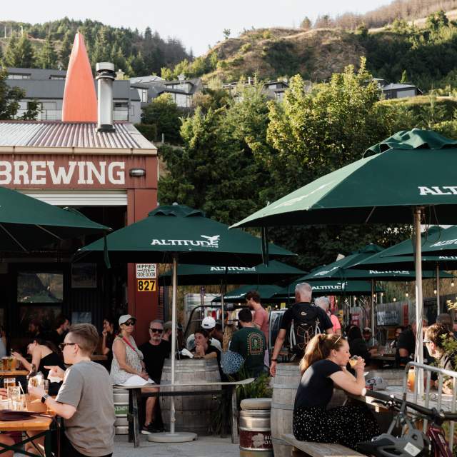 People sitting outside at Altitude Brewery