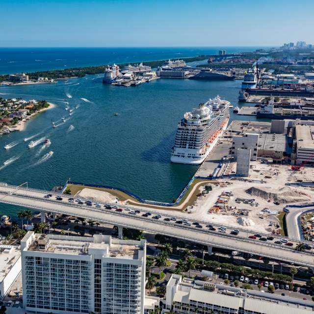 Cruise ships line Port Everglades