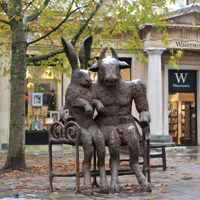 The Hare and the Minotaur statue on the Promenade in Cheltenham