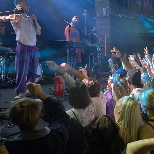 Side view of crowd of people at a music gig at The Brook