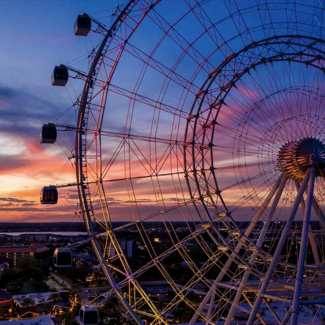 View through The Wheel at sunset