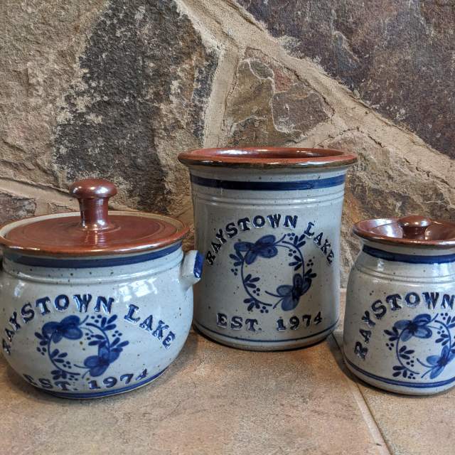 Raystown Pottery Collection: Crock, Bean Pot, and Spice Pot