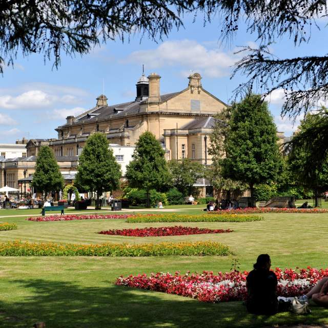 Imperial Gardens Cheltenham on a hot summers day.