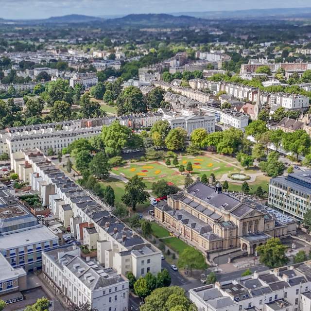 Aerial footage image of Cheltenham