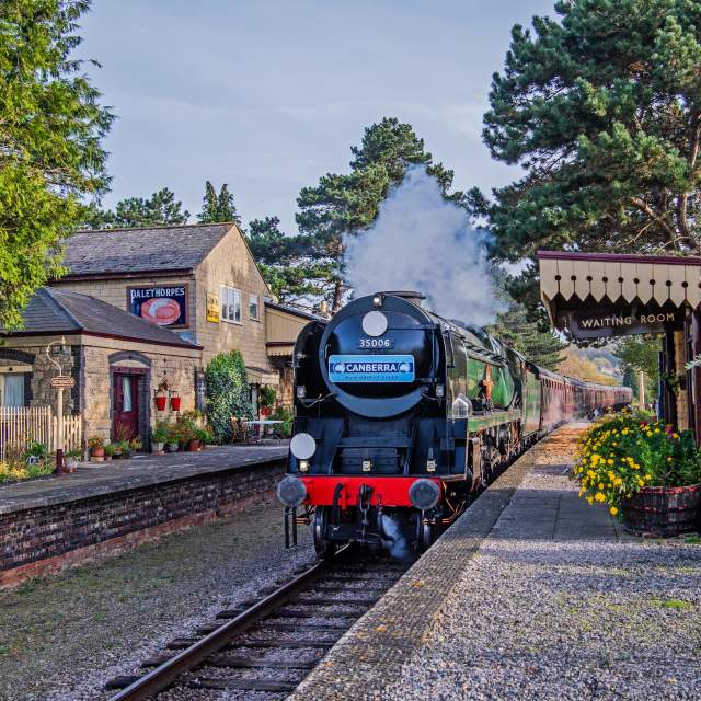 A steam train at Gloucestershire Warwickshire Steam Railway, photographed by Jack Boskett.