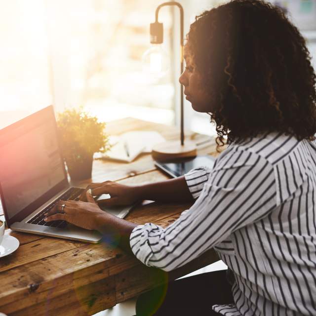 woman working on laptop