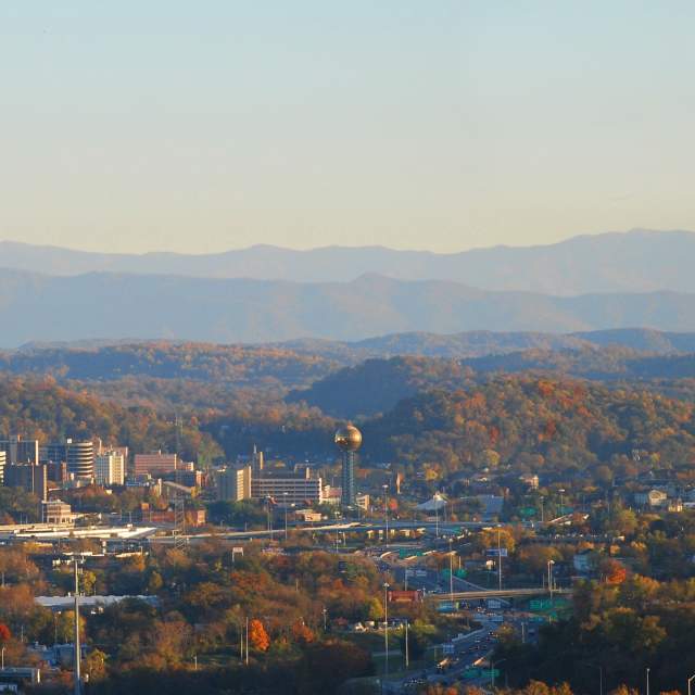 Knoxville Skyline during the Fall from Sharps Ridge Memorial Park