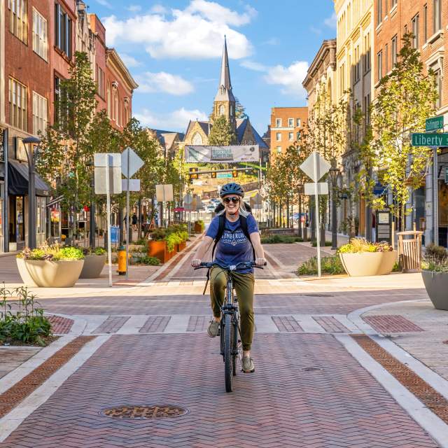 Angie Riding on Baltimore Street - Reimagine Cumberland
