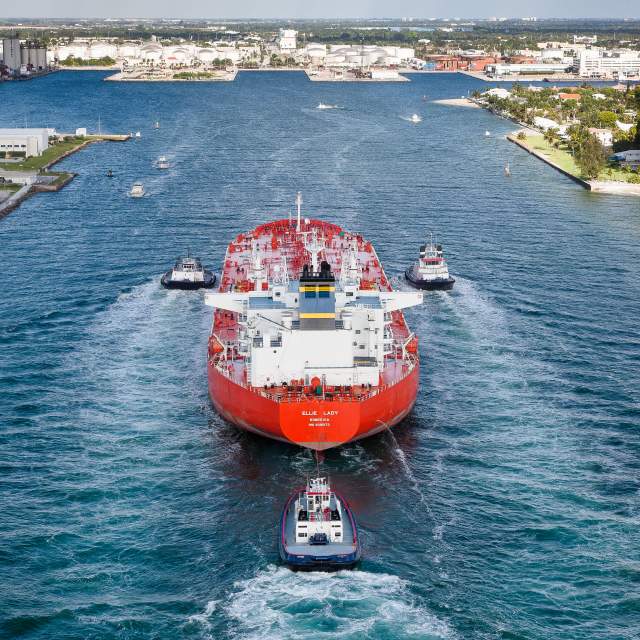 Petroleum tanker entering Port Everglades