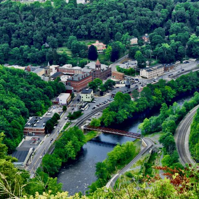 Aerial view of the historic town of Jim Thorpe, PA
