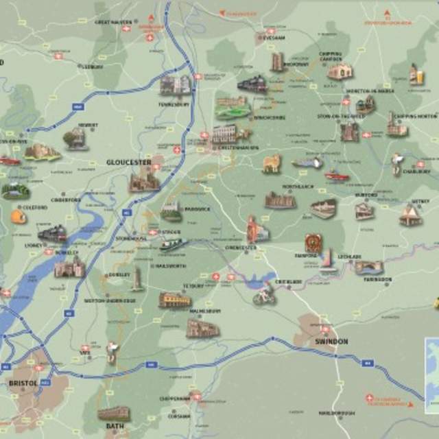 An illustrated map of the Cotswolds created for the travel trade