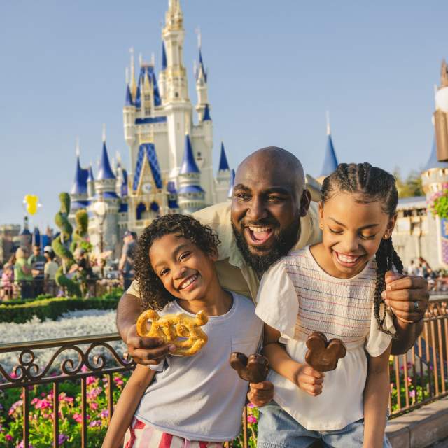 Family at Magic Kingdom castle