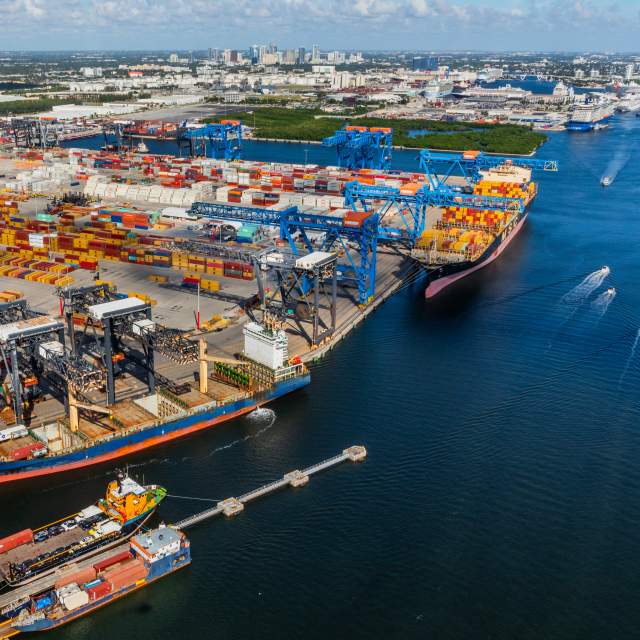 View toward the north of the Southport cargo terminal area at Port Everglades