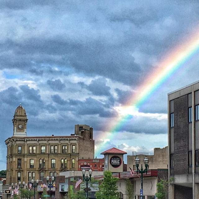 Rainbow over the city of auburn