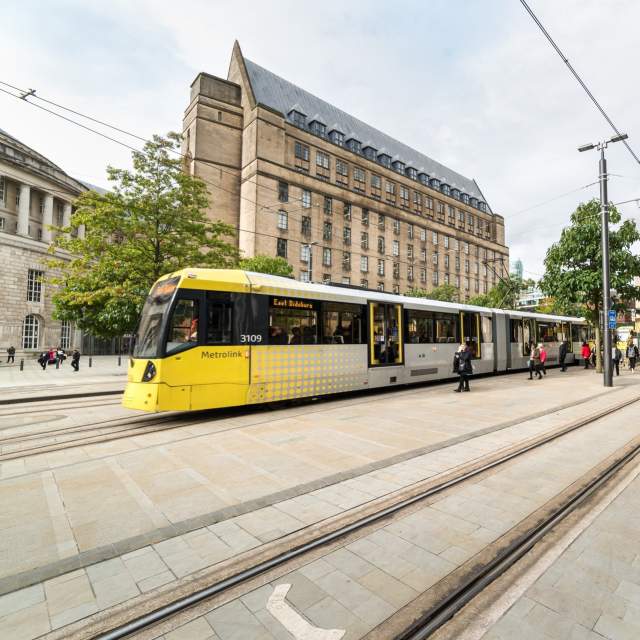 Metrolink tram in St Peter's Square