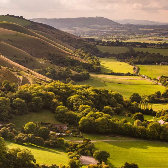 A panoramic view over Fulking in the south downs national park