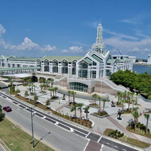 An overhead view of the Mobile Convention Center