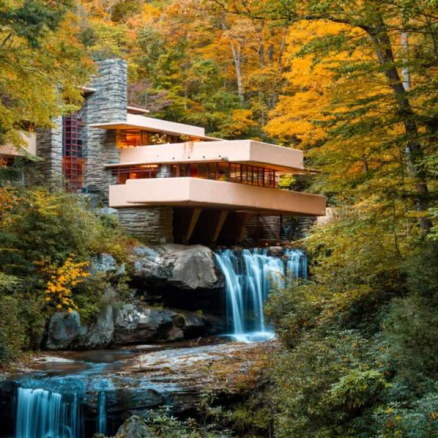 House with falling water