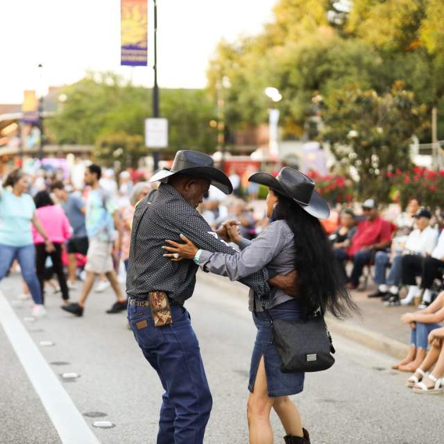 Downtown at Sundown Couple Dancing